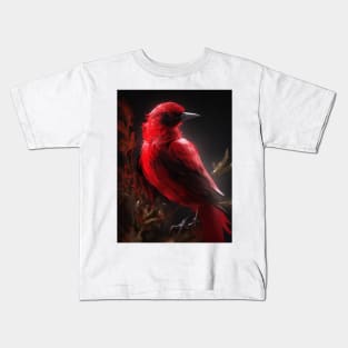 Beautiful Red bird on tree Kids T-Shirt